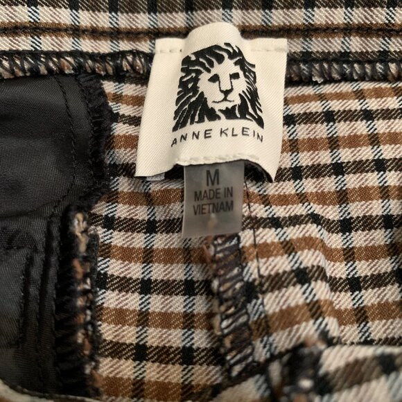 Anne Klein Houndstooth Tapered Skinny Pull On Dress Pants Womens M Preppy Retro - Picture 7 of 8